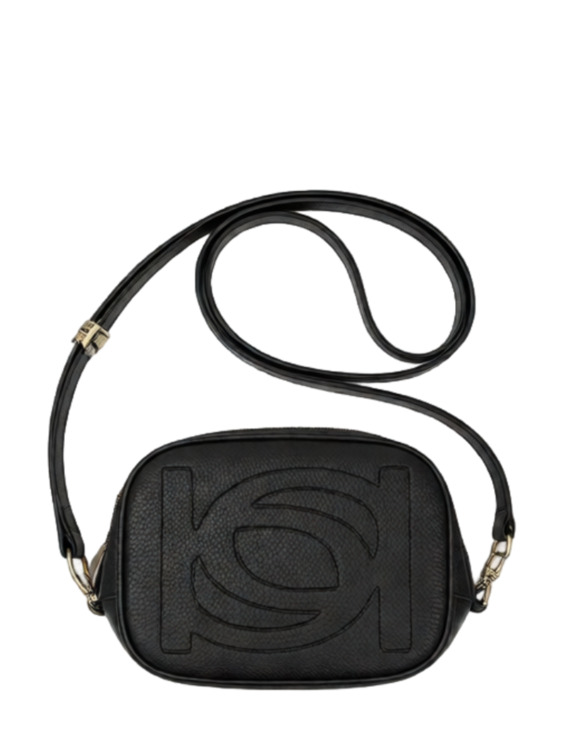 bebe Handbags - bebe Black Pebbled Faux Leather Logo Crossbody Camera Bag Purse